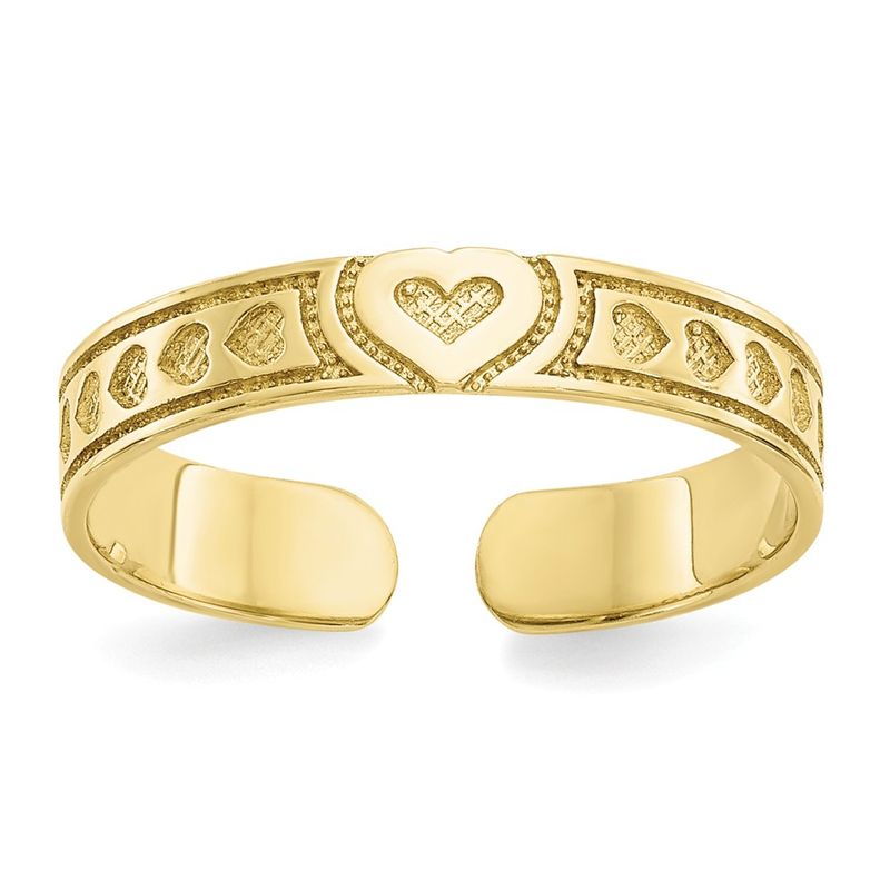Heart Toe Ring In 10 Karat Yellow Gold